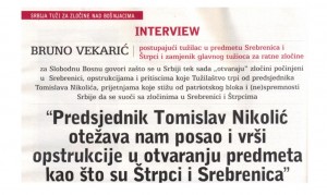 Zamjenik glavnog tužioca u Tužilaštvu za ratne zločine Srbije, Bruno Vekarić, u intervjuu govorio o dobrim rezultatima saradnje Tužilaštva BiH i Tužilaštva za ratne zločine Srbije u predmetima Štrpci i Srebrenica